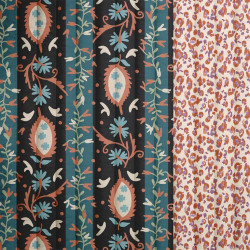 Printed Quilted Cotton ALEZIA / KARLI Black / Caramel